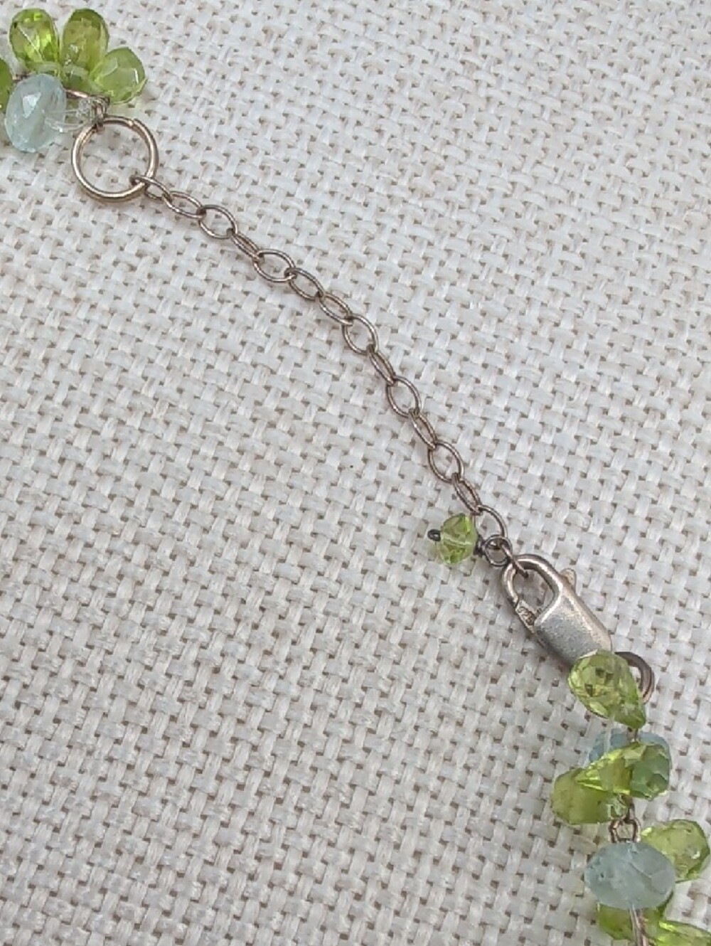 Ross-Simons 925 Sterling Silver Peridot Aquamarine Cluster Necklace 16" - Picture 17 of 17